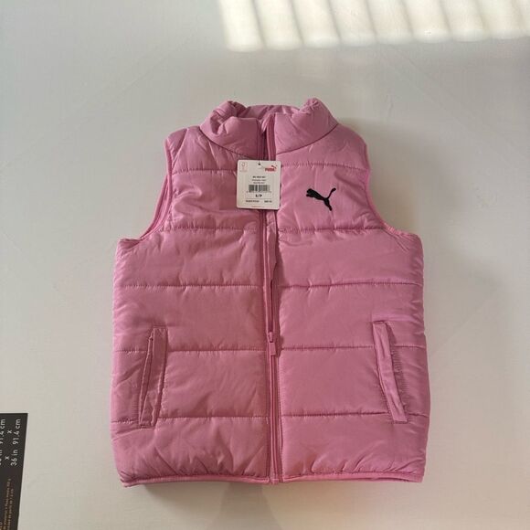 Puma Puffer Vest Girls Small Pink Tshirt Pants Outfit - Picture 4 of 6